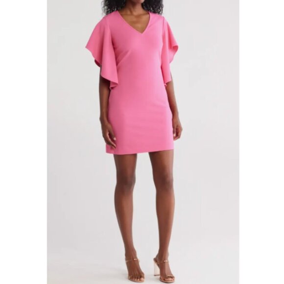 Trina Turk 'Moore' Cascading-Sleeve Crepe Dress, Flower Child Pink - Picture 1 of 2